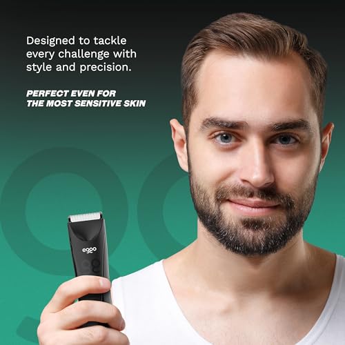 GA.MA Italy Eggo Body Trimmer for Men, Ceramic Blade for Sensitive Areas, LED Light, USB Rechargeable, 5600?RPM, Cordless Full Body Groomer with Guide Combs