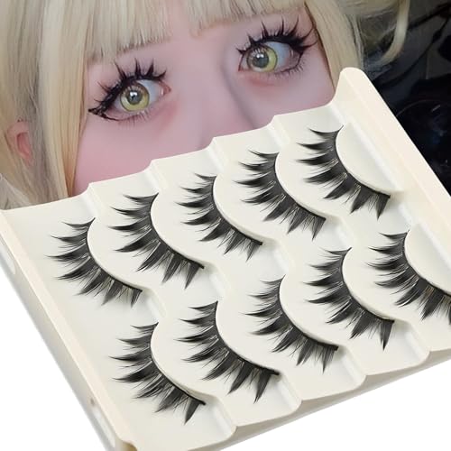 5 Pairs 3D Spiky Anime Cosplay Eyelashes - Synthetic Lashes