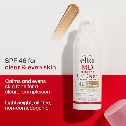 EltaMD UV Clear Tinted Sunscreen SPF 46/50 2-Pack - Oil-Free, Broad Spectrum