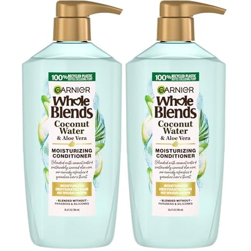 Garnier Whole Blends Coconut Water & Aloe Vera Refreshing Conditioner for Normal Hair, 26.6 Fl Oz, 1 Count (Packaging May Vary) (Pack of 2)