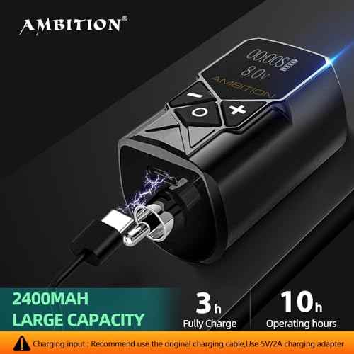 Tattoo Power Supply - Ambition 2Pcs Kuark Mini Wireless Portable RCA Tattoo 2400mAh & 1800mAh Lithium Battery Pack with LED Digital Display for Rotary Tattoo Machine