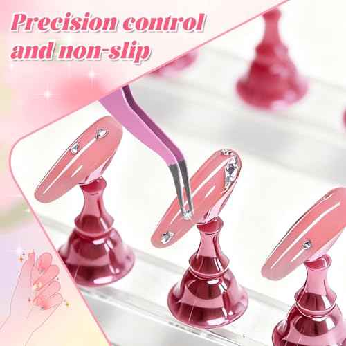 Nail Art Tools Kit with 15 Nail Art Brushes, 5 Dotting Tools, Nail Stand for Press-on, Nail Design Tools for Salon & DIY Home Manicure (Pink)
