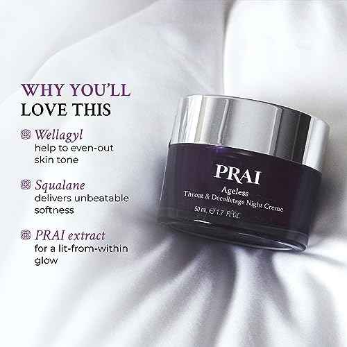 PRAI Beauty Ageless Throat & Decolletage Night Creme | Neck Firming Cream For Overnight Use | Cruelty & Paraben-Free Neck Tightening Cream with Retinol | Neck Cream for Tightening and Firming | 4.0 Oz