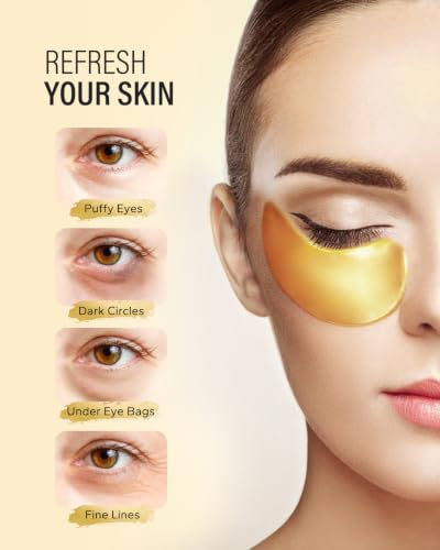 Maskiss 24K Gold Under Eye Patches - 20 Pairs for Dark Circles & Puffiness