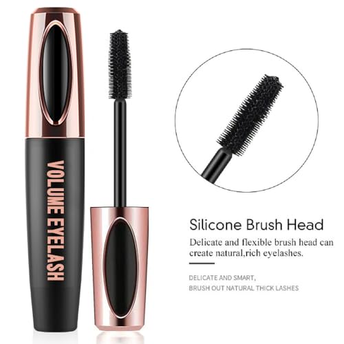 3 PCS 4D Silk Fiber Lash Mascara Waterproof Mascara Eyelash Extension Thicker Voluminous Eyelashes, Smudge-proof, Long-Lasting, Dramatic Extension, Smudge-proof, Hypoallergenic Formula (3 Packs)