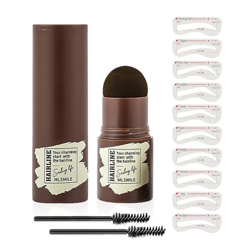 Eyebrow Stamp & Powder Kit with 10 Stencils - Dark Brown
