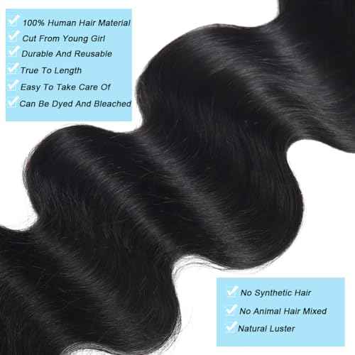 Beautymoon Body Wave Bundles 18 20 22 Inch 100% Unprocessed Brazilian Raw 3 Bundles Human Hair 16A Grade Body Wave Human Hair Bundles Remy Virgin Hair Extensions for Women