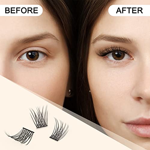 QUEWEL Cluster Lashes 72 Pcs C/D Curl 8-16mm DIY Eyelash Extensions