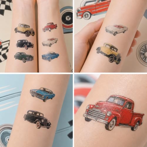 Vintage Classic Car Temporary Tattoos - 96 Pack Party Favors