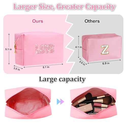 Bling Love Rhinestone Makeup Bag For Teen Girl Kids Women Bride Bridesmaids,Trendy Travel Cosmetic Bag For Mothers Teachers Birthday Engagement Wedding Gifts,Sparkly Leather Toiletry Bag (Purple LOVE)