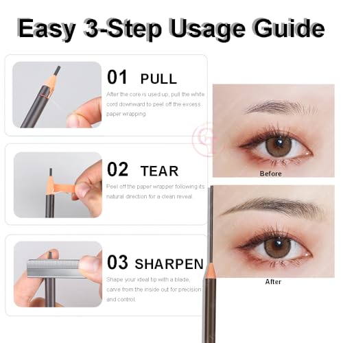 2mm Ultra-Fine Eyebrow Pencils with Brush - 6 Pack Brown