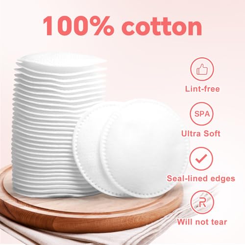 ICOTLE 100% Cotton Round Pads - 210 Soft, Lint-Free Makeup Remover