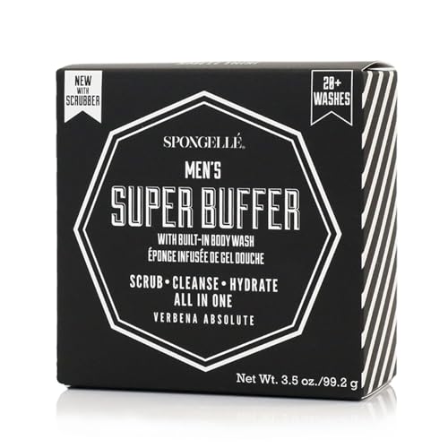 Spongellé Men's Super Buffer Exfoliating Body Scrubber | 20+ Washes