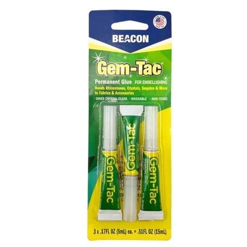 Beacon Gem-Tac Permanent Clear Glue for Embellishments 3-Pack, Fine Tip Applicator