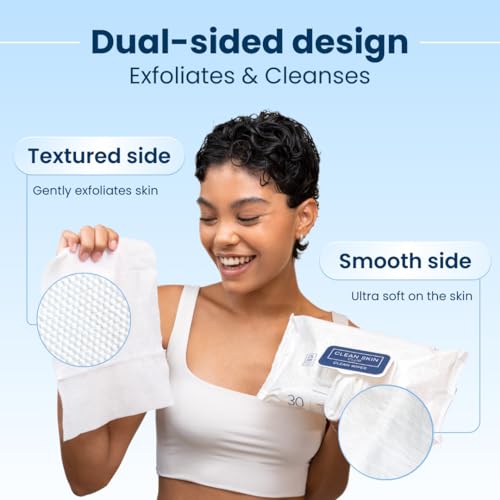 Clean Skin Club XL Premium Face Wipes, Extra Moist Makeup Removing Towelettes, Facial Cleansing Cloth, Fragrance Free, No Alcohol or Chemicals, (30 Ct, 1 Pack)