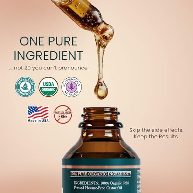 Organic Castor Oil Lash Serum for Eyelash & Eyebrow Growth