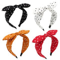 Aushamtai 4PCS Polka Dot Bunny Ears Knot Headbands for Women Girls - Adjustable Hair Accessories