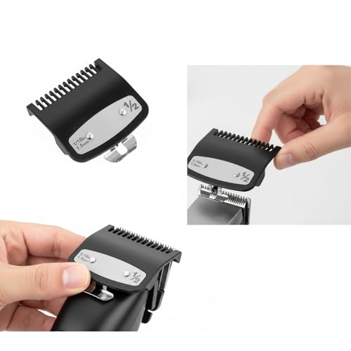 Clipper Guards Set, Compatible with wahl 1/2 clipper guards, 1.5 mm Metal Clipper Guide Replacement, Guide Comb Attachment 1/16", for Professional Stylists and Barbers, Black
