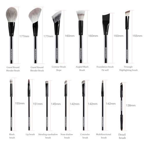 KENCOLOR Makeup Brush Set Professional with Case ? Premium Natural Hair Bristles Make up Brushes & High-End Soft Synthetic, Acrylic Handle, Dense & Non-Absorbent, for Flawless Application