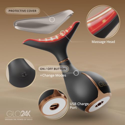 GLO24K LED Facial Massager with Vibration & Warm Massage