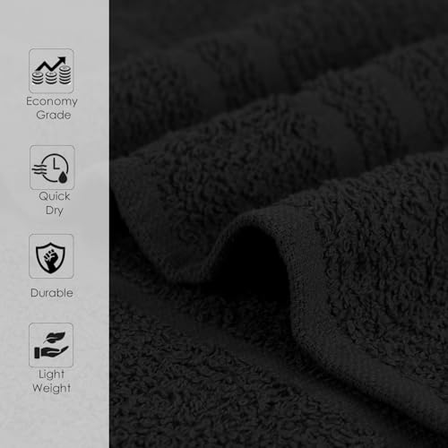 24 Pack Black Hand Towels, 100% Cotton, 16x27 inches