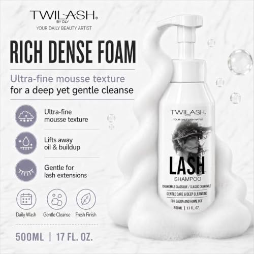 TWILASH Gentle Foaming Lash Shampoo 500ml - Daily Cleanser for Extensions & Natural Lashes