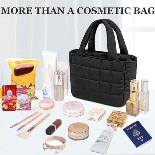 CAMTOP Makeup Bag Women Girls Cosmetic Bags Travel Toiletry Purse Zipper Pouch (Black)