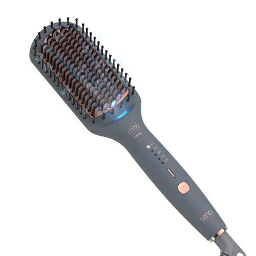 Hair Straightening Brush by LENA - Electric Heated Flat Iron Comb with Ionic Care for Smooth, Frizz-Free Styling