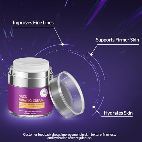 Neck Cream for Tightening and Firming, Wrinkle Cream for Women, Skin Tightening Cream for Face and Body, Hydrating Face Moisturizer for Aging Skin, Facial Skin Care Products 1.7 Fl Oz