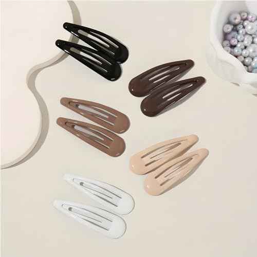 Snap Hair Clips for Women Water Drop Non Slip Hair Barrettes Heavy Coated Metal Hair Clips Accessory Mixed Color 20 PCS 1.89"