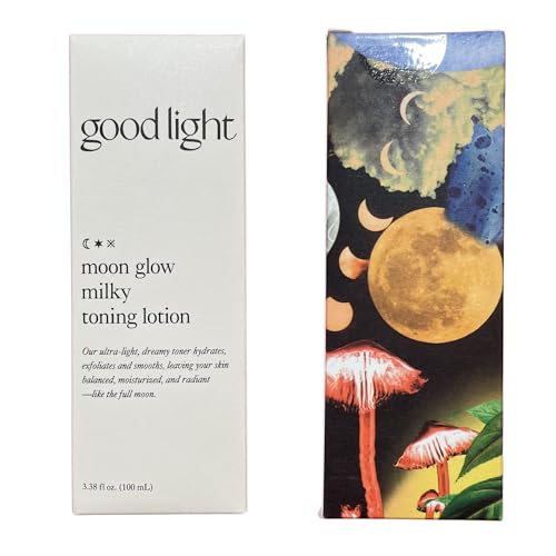 Good Light Moon Glow Milky Toner. Dreamy, Ultra-Light Facial Toner That Both Hydrates and Sheds Dead Skin Cells. Made with Niacinamide, Ceramides and AHAs. Sensitive Skin Safe (3.38 fl oz)