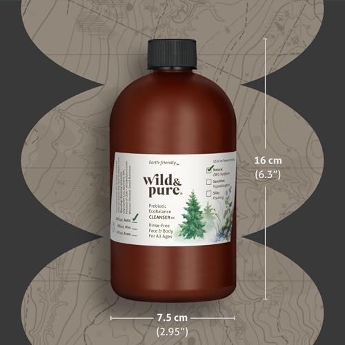 Wild & Pure EWG Verified Natural Body Wash Refill (18oz; Pack of 2) for Foamers/Spray | Cleanser, Deodorizer, Moisturizer | Face, Hands, Body | pH-Balanced, Plant-Based | Refillable Skincare