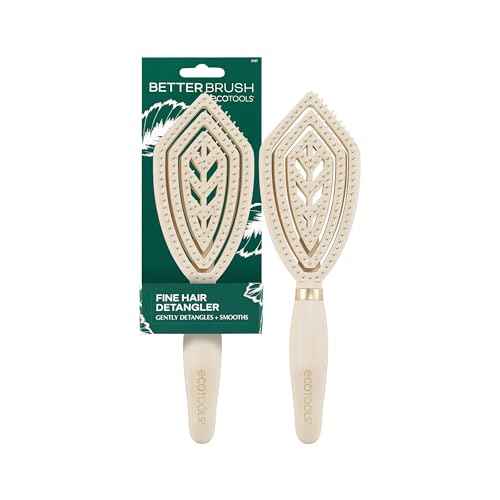 EcoTools Fine Hair Detangler, For Wet Or Dry Hair, Gentle Smoothing Hairbrush For Thin, Delicate Or Color-Treated Types, Flexible Bristles, Bamboo Handle, Vegan & Cruelty-Free, 1 Count