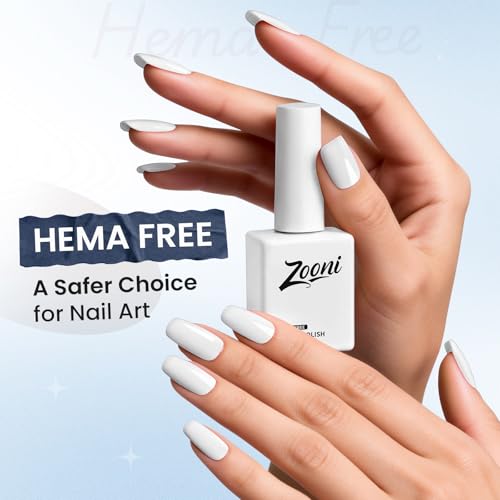 Zooni Hema-Free White Gel Nail Polish Z002N 12ML - Long Lasting, High Gloss