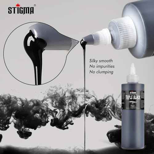 STIGMA Triple Black Tattoo Ink 8OZ, Tattoo Ink Black Professional 240ml for Black Lining and Black Shading, Tattoo Supply for Tattoo Artist TI953-8OZ-TR