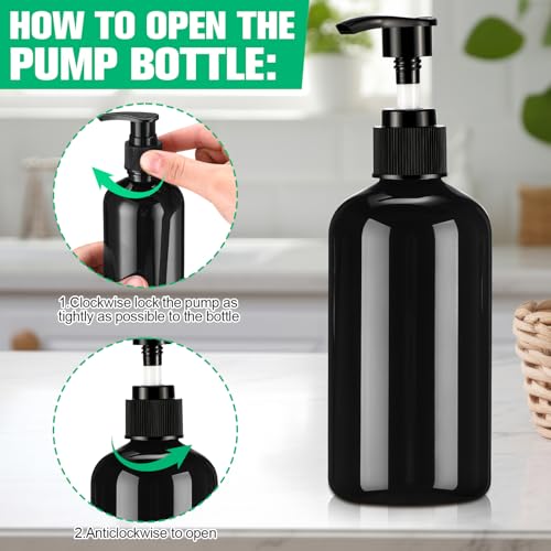 48 Pcs Empty Plastic Pump Bottles 8oz Refillable Lotion Pump Bottle Containers with Black Dispenser for Shampoo, Conditioner, Face Cream, Massage Oil, Liquid Soap