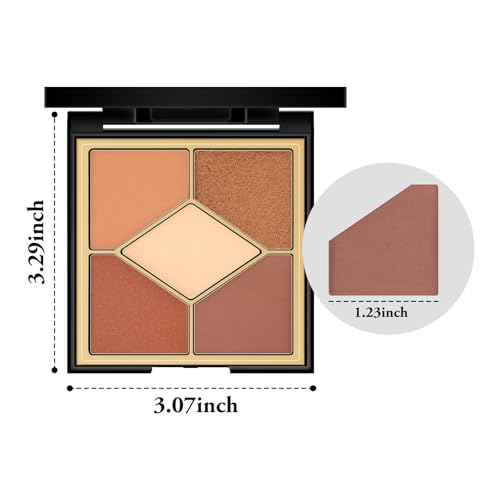 Boobeen 5-Color Eyeshadow Palette – Brown Neutral Tones, Blendable & Long-Lasting