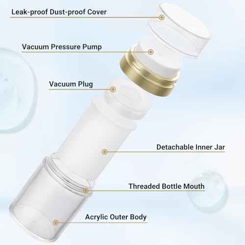 Segbeauty 3.38oz Airless Pump Jar, Empty Makeup Containers 100ml Vacuum Bottle Dispenser, 3pcs Refillable Jar Travel Bottles for Toiletries Moisturizer Container Travel Size for Lotion Moisturizer