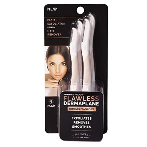 Finishing Touch Flawless Dermaplane Facial Exfoliator and Hair Remover, 4 Count (Pack of 2)