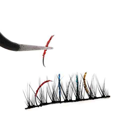 Glitter Lash Extensions, 120 Pcs 12 Colored Wide Individual Lashes Cluster DIY Eyelash Extensions Single Eye Lash Professional Supplies for Personal Makeup