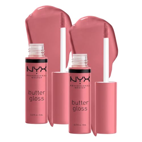 NYX PROFESSIONAL MAKEUP Butter Gloss Tiramisu Brown 0.27 Fl Oz Pack of 2 Non-Sticky Lip Gloss