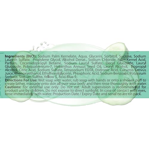 Duru Cucumber Glycerin Bar Soap Cleansing Bar Moisturizing Sensitive Skin - Vegan Transparent Paraben Free Alcohol Free Silicone Free Phthalete Free Gluten Free Body Wash - 3 Pack