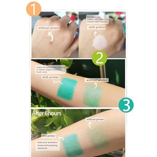 MAEPEOR Matte Eyeshadow Primer 6 Colors Prevent Oily Lids and Creasing Eye Primer Base Long-lasting Waterproof & Smudgeproof Eye Base Makeup for All Shadows (0 White)