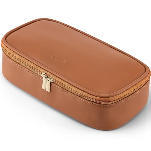 Vlando Cosmetic Travel Bag with Separate Brush Storage – Brown