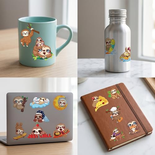 96 Pcs Cute Sloth Temporary Tattoos for Kids
