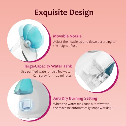EZBASICS Nano Ionic Facial Steamer Warm Mist Face Spa with 5-Piece Skin Kit