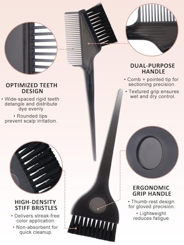 Hair Dye Bleach Kit with Brushes & Bowl Set for At-Home Coloring