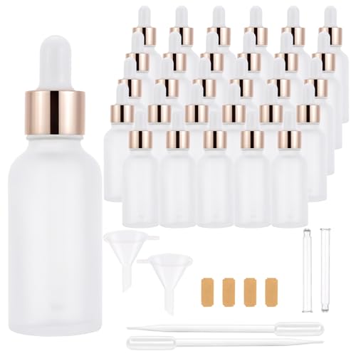 30ml Frosted Glass Dropper Bottles (30-Pack) with Caps & Labels
