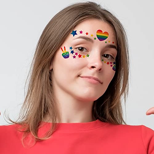 Rainbow Pride Face Temporary Tattoo Stickers, 10 Sheets