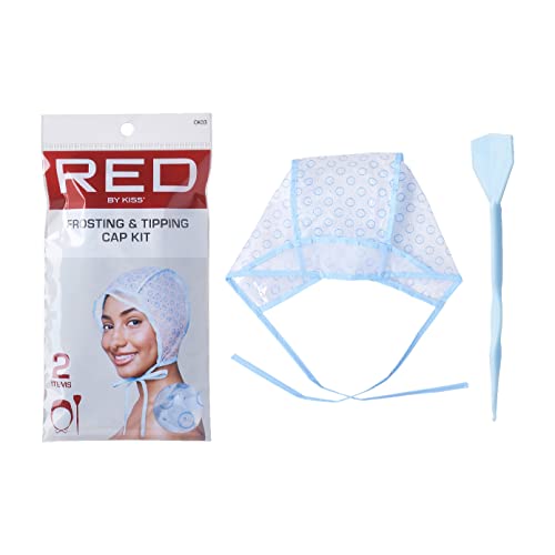 Red by Kiss Hair Dye Coloring and Highlighting Kit Frosting and Tipping Cap kit (2 Piece Kit)